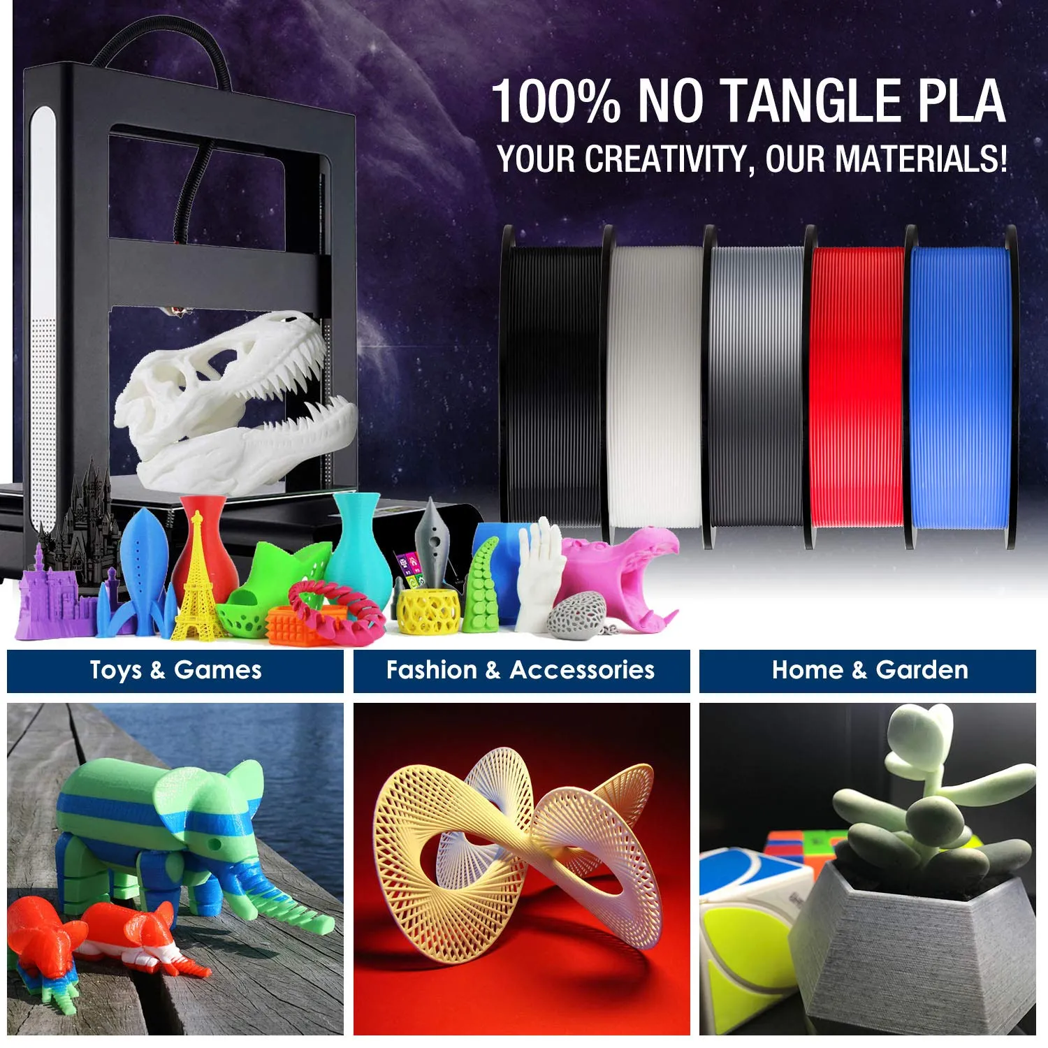 TIANSE PLA Filamento 3D 1,75mm Argento 1kg +/-0,03mm