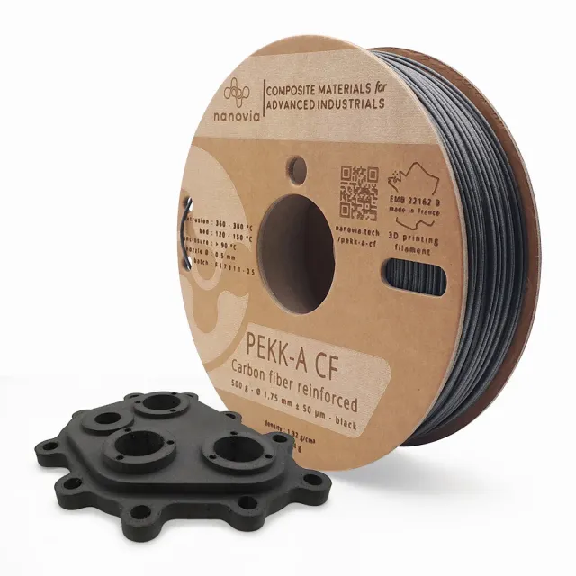 Nanovia PEKK-A CF filamento 1,75 mm nero