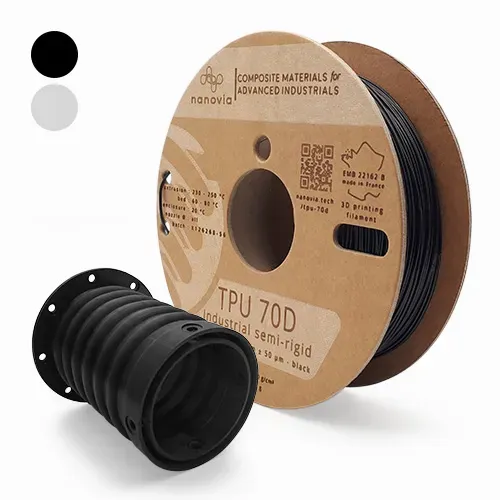 Nanovia TPU 70D filamento 1,75 mm semirigido nero traslucido