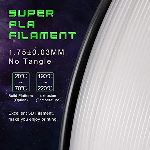 TIANSE Super Filamento PLA 1.75mm Bianco Bobina 1kg