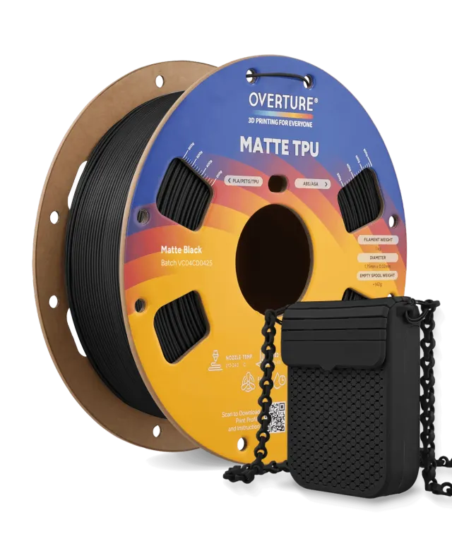 Overture Matte TPU filamento 1.75mm flessibile 95A 1kg