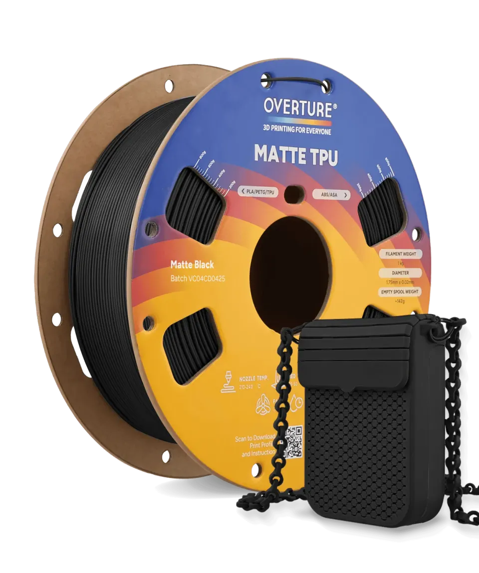 Overture Matte TPU filamento 1.75mm flessibile 95A 1kg