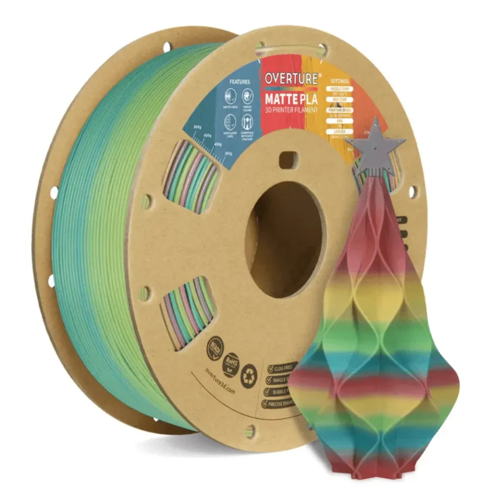 Overture Matte PLA Gradient Filamento 1,75mm 1kg rainbow