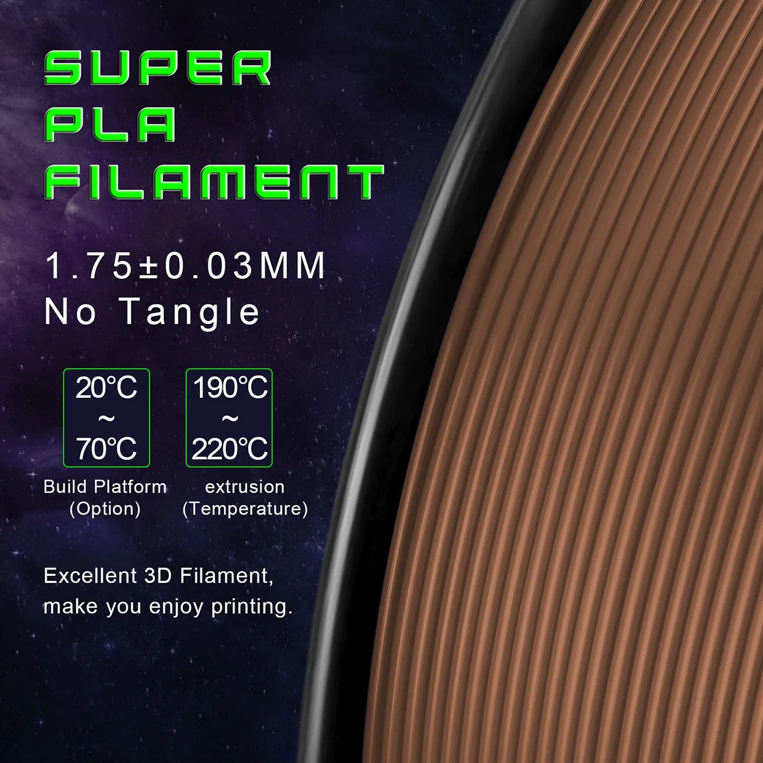 TIANSE Filamento PLA 1,75 mm rame 1 kg alta precisione