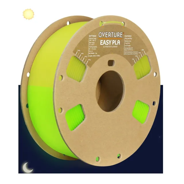 Overture Glow Filamento PLA 1,75mm 1kg Blu fosforescente