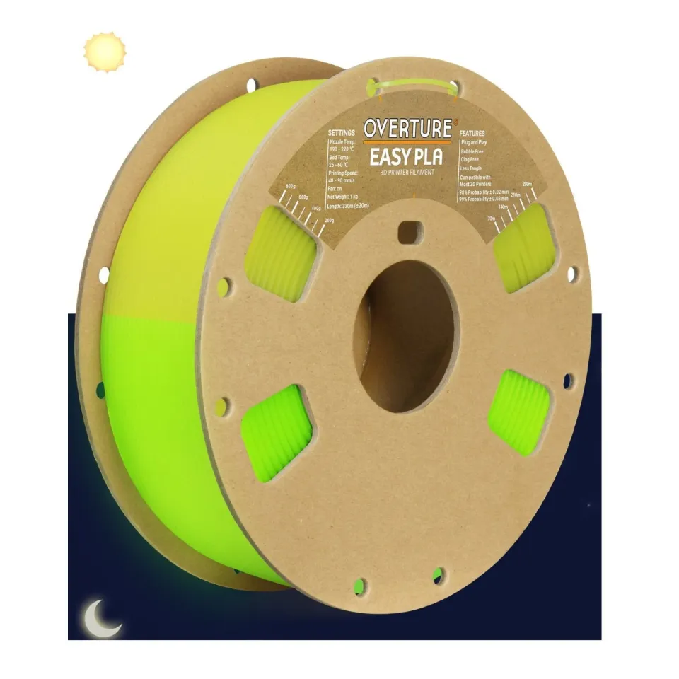 Overture Glow Filamento PLA 1,75mm 1kg Blu fosforescente