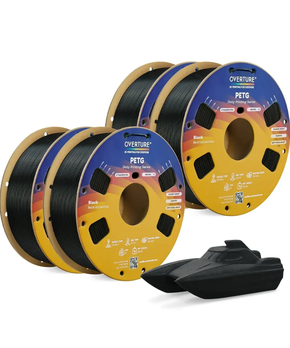 Overture High Speed PETG Filamento 1,75mm 4x1kg nero