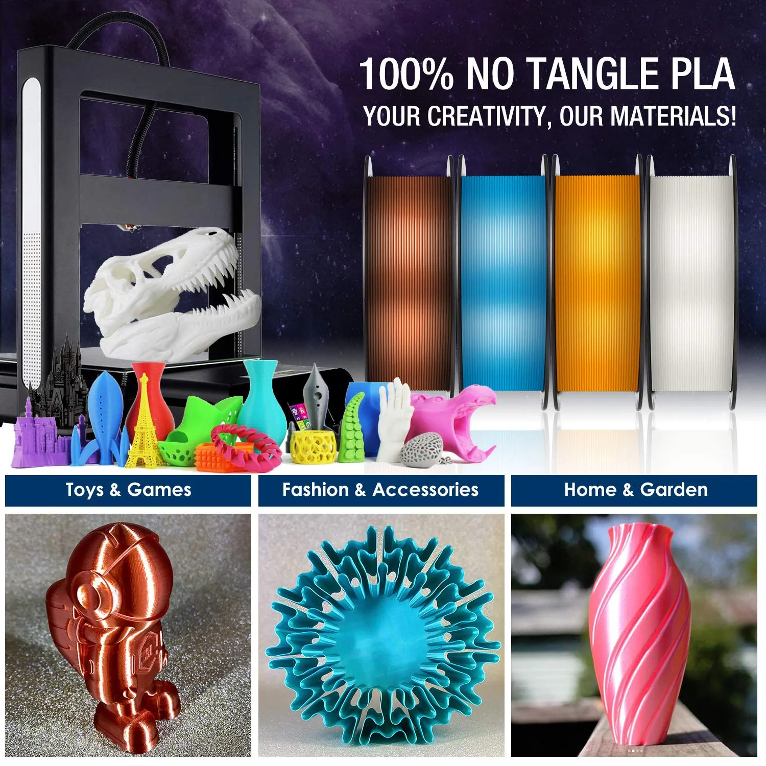 TIANSE Silk filamento PLA 1,75 mm blu seta 1 kg