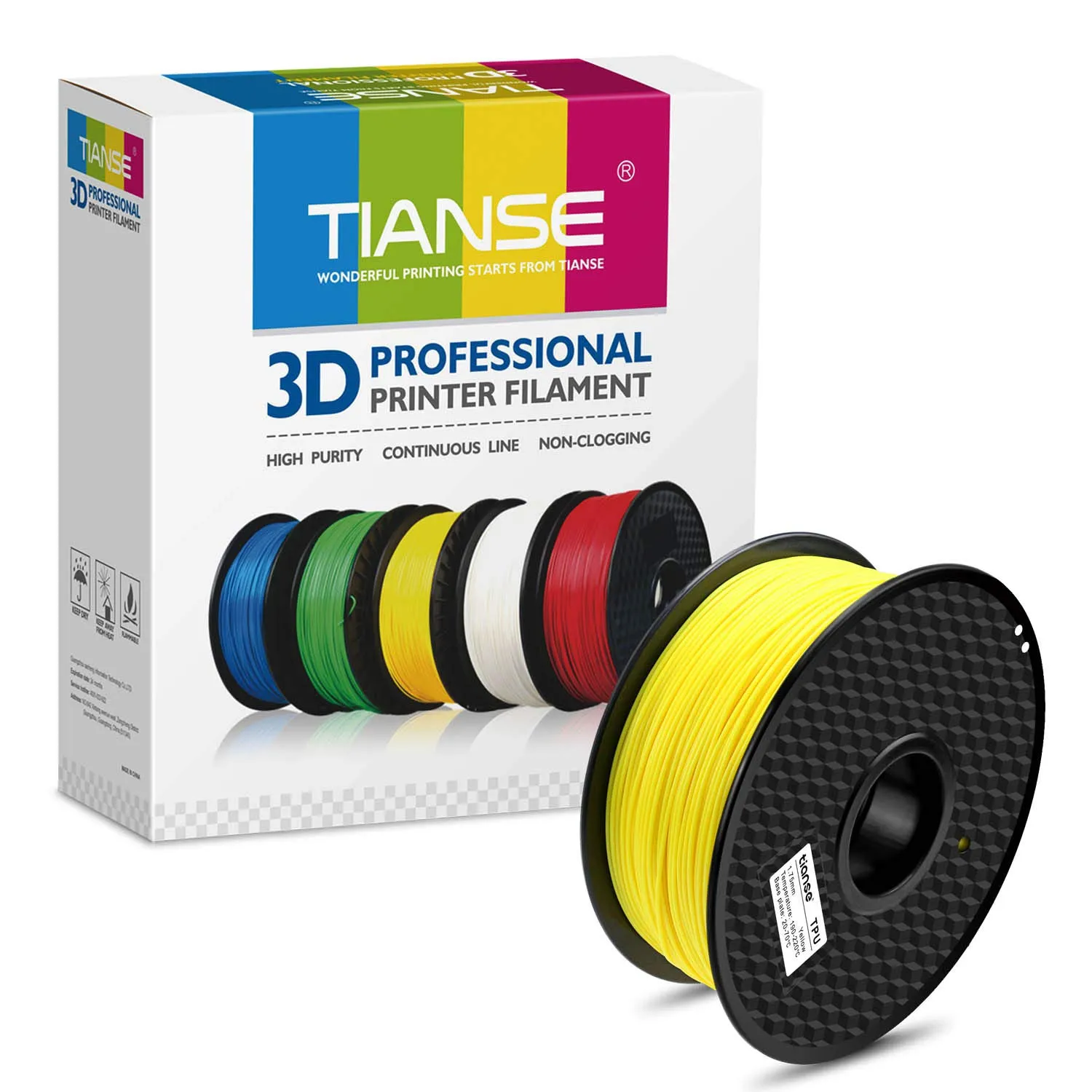 TIANSE TPU Filamento 3D 1,75mm Giallo 1kg Flessibile