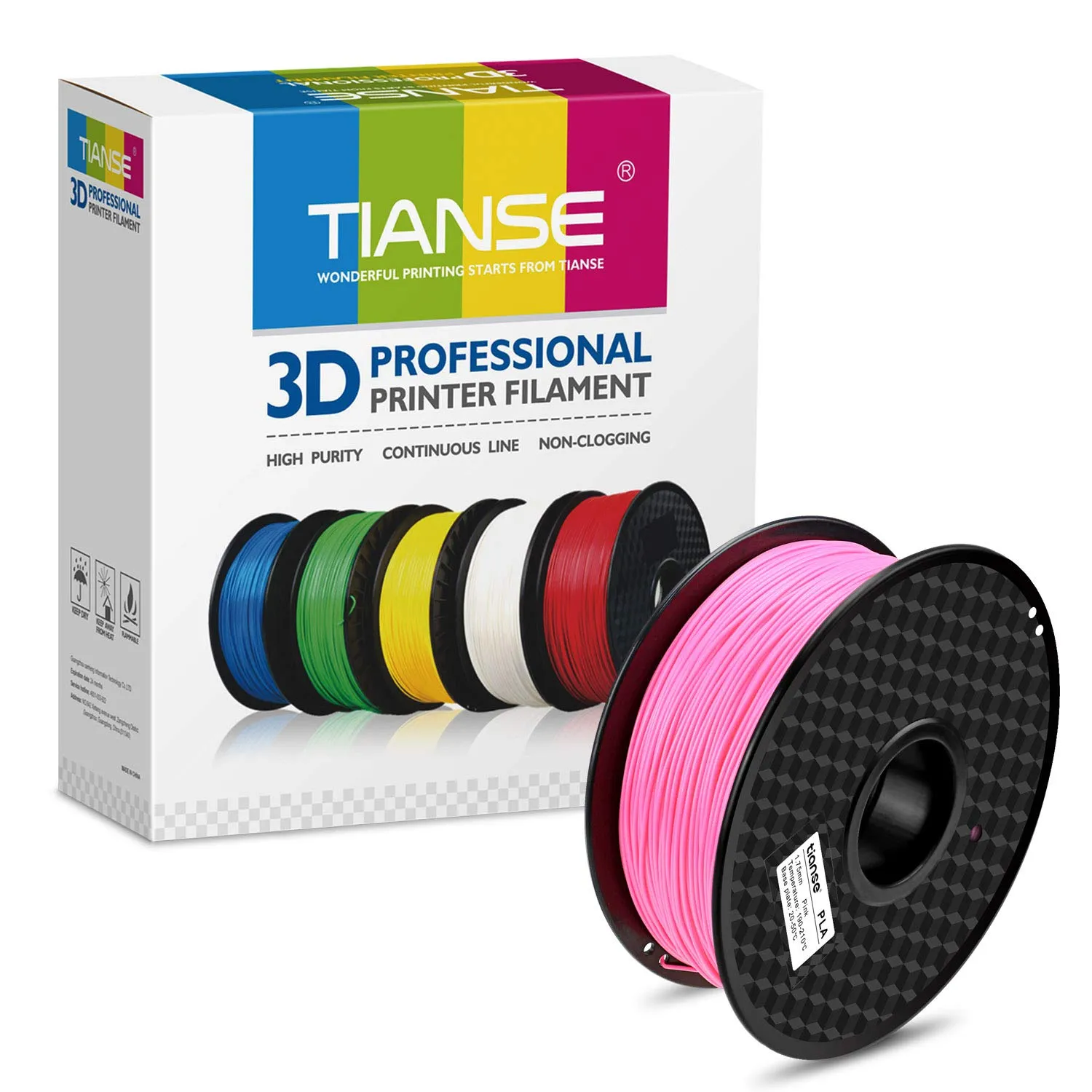 TIANSE PLA Filamento 1,75 mm Rosa 1 kg per Stampanti 3D