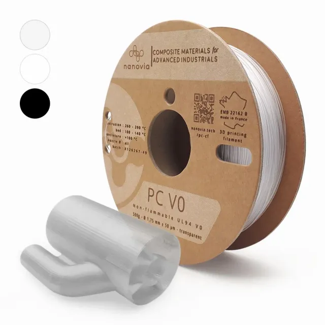 Nanovia PC V0 filamento 1,75 mm bianco ignifugo UL94 V0