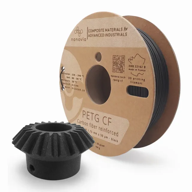 Nanovia PETG CF Filamento 3D Nero 1,75 mm Carbonio