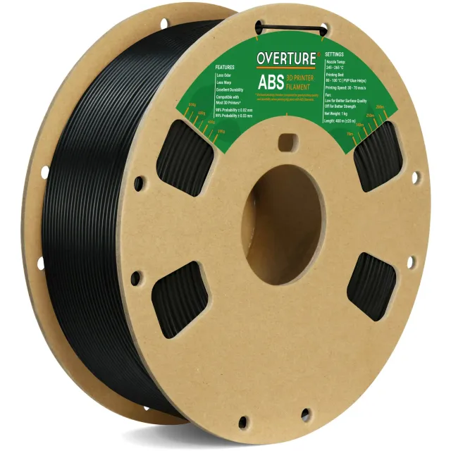 Overture ABS Filamento 1,75mm 1kg Nero resistente al calore