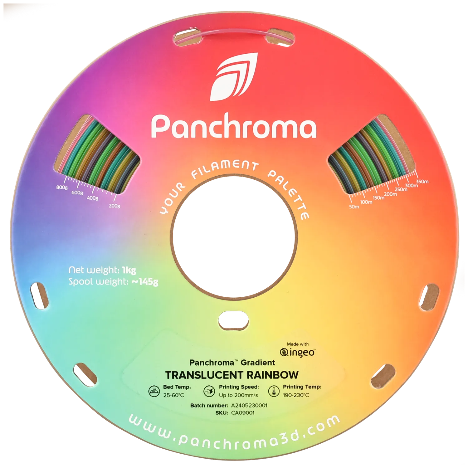 Panchroma Gradient Translucent PLA filamento 1kg Rainbow