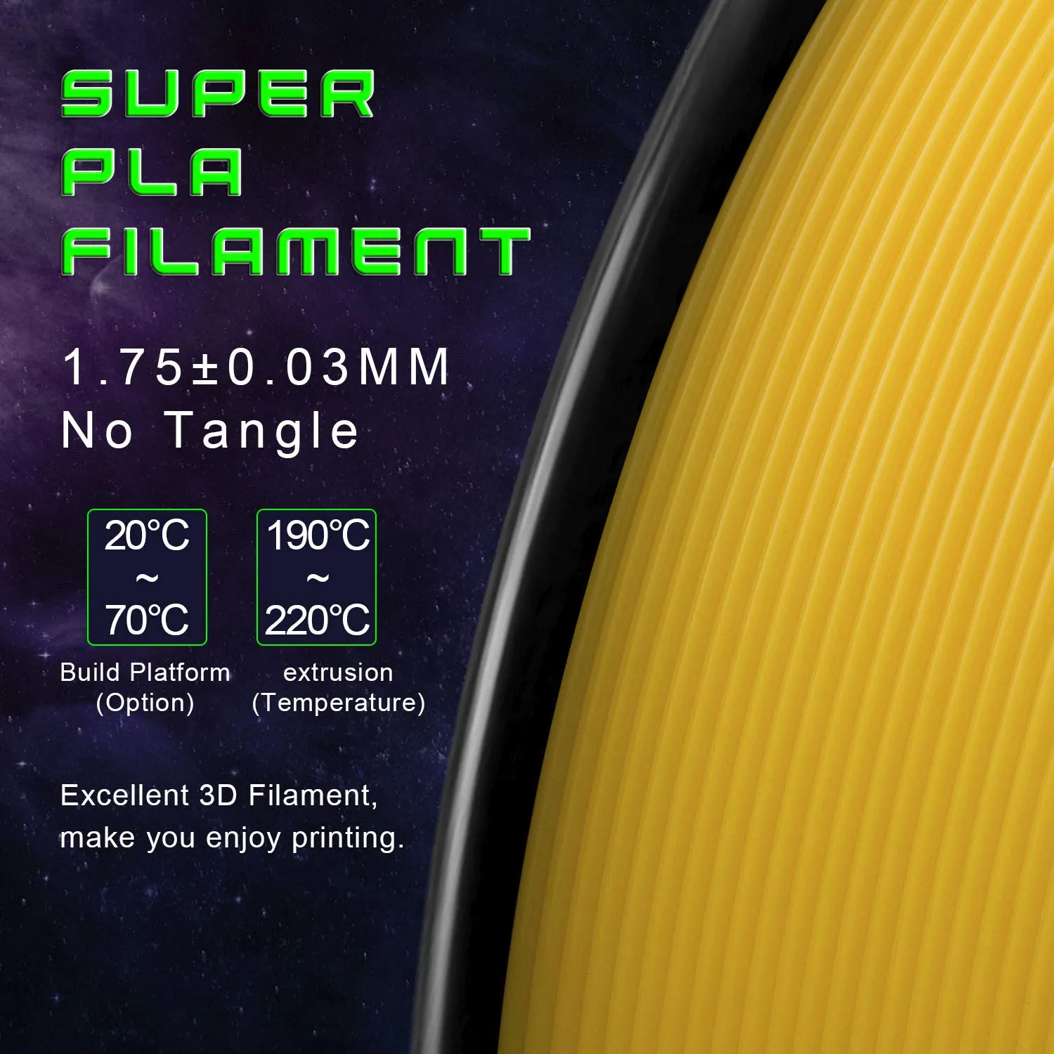TIANSE PLA Filamento 3D 1,75mm Giallo Fluorescente 1kg