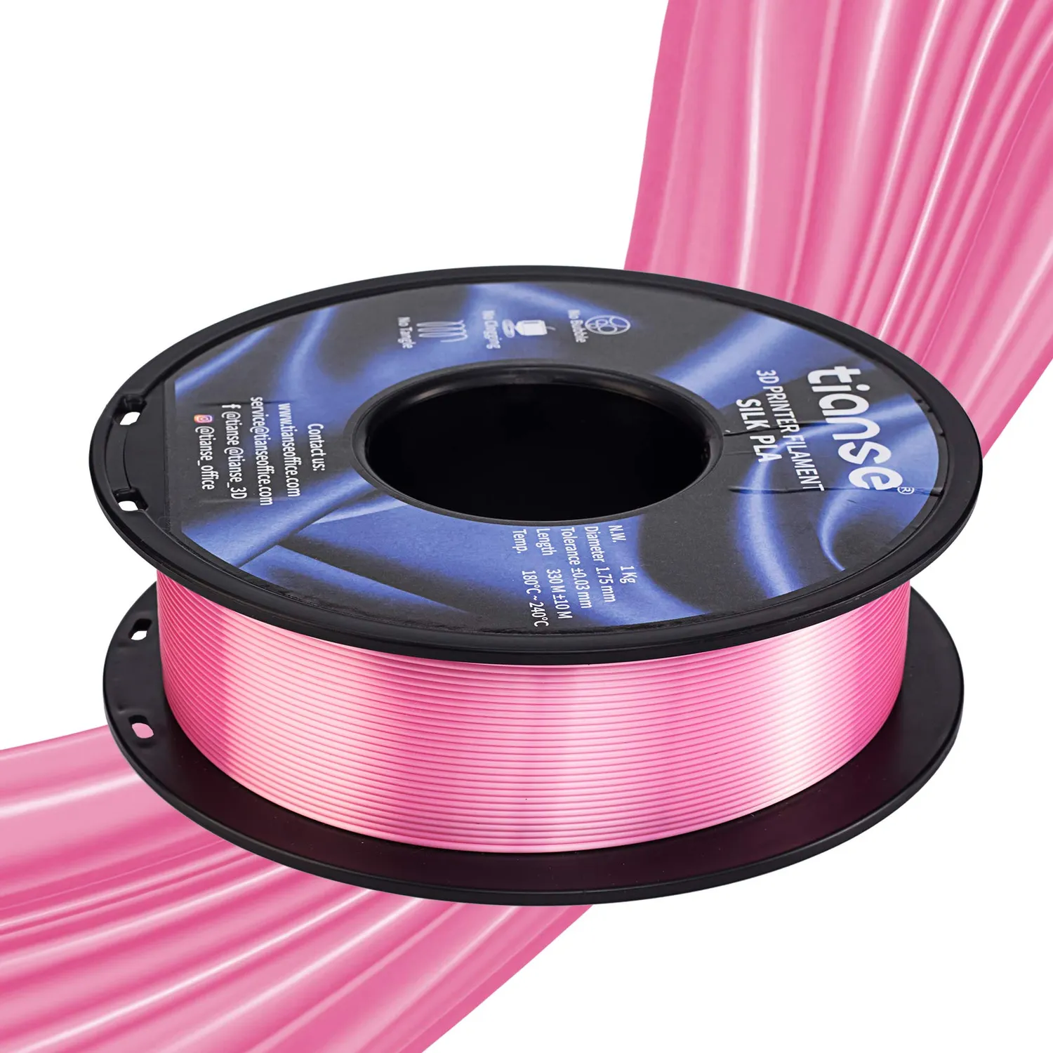 TIANSE Silk filamento PLA 1,75mm rosa 1kg effetto seta