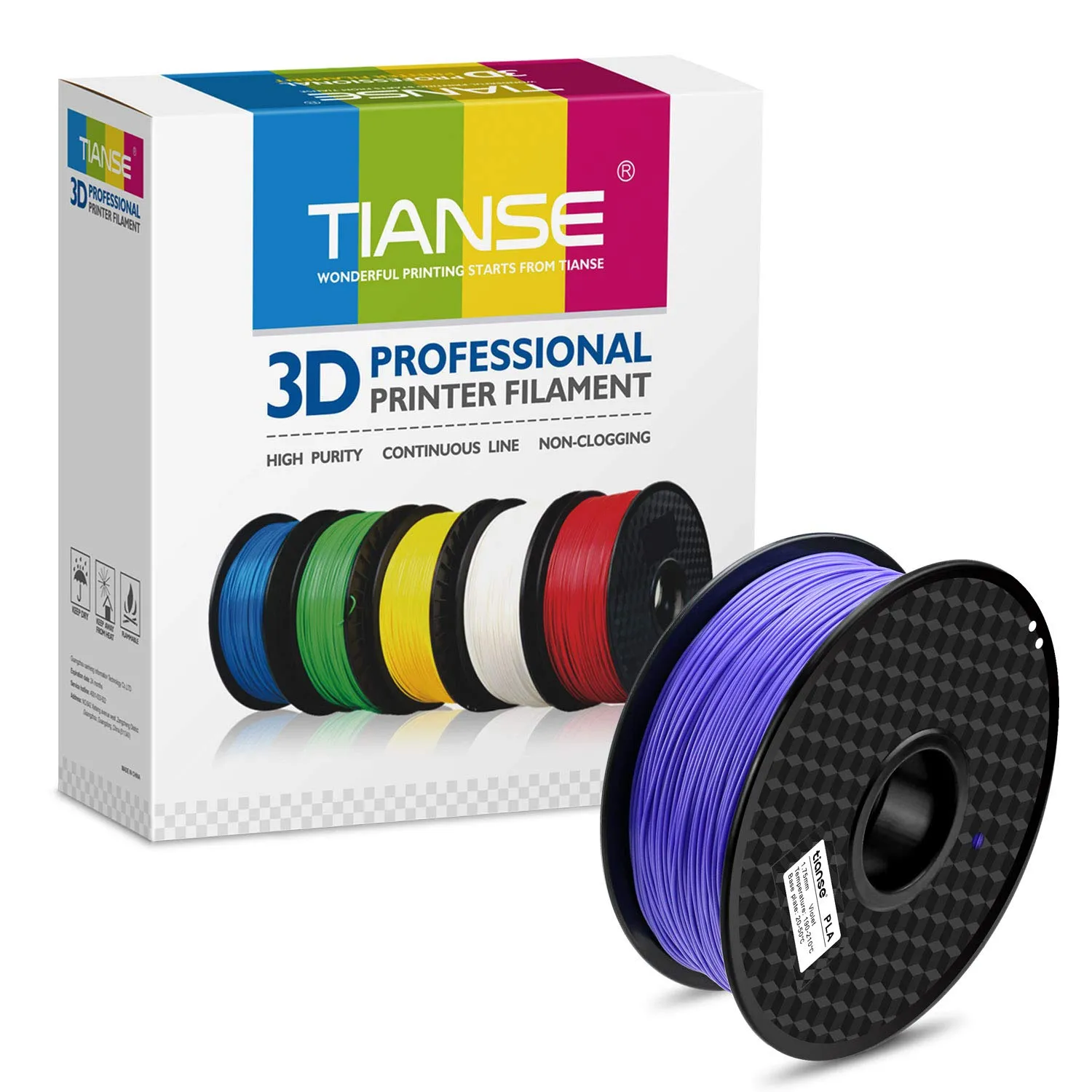 TIANSE Filamento PLA 1,75 mm viola 1 kg alta precisione