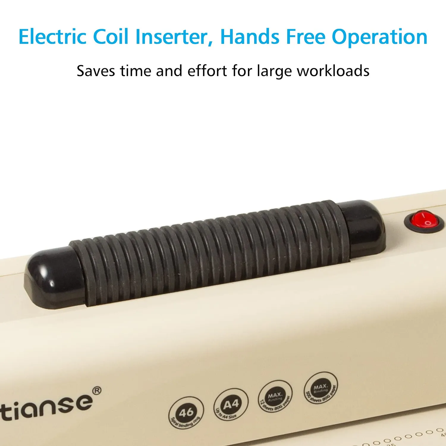 TIANSE Rilegatrice a Spirale con Inseritore Elettrico + 100 Pettini 12 fogli