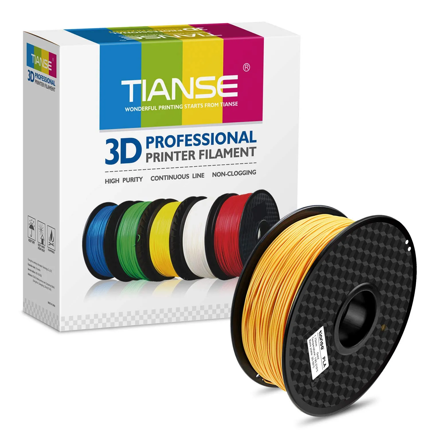 TIANSE Filamento PLA 1,75 mm oro 1 kg alta precisione