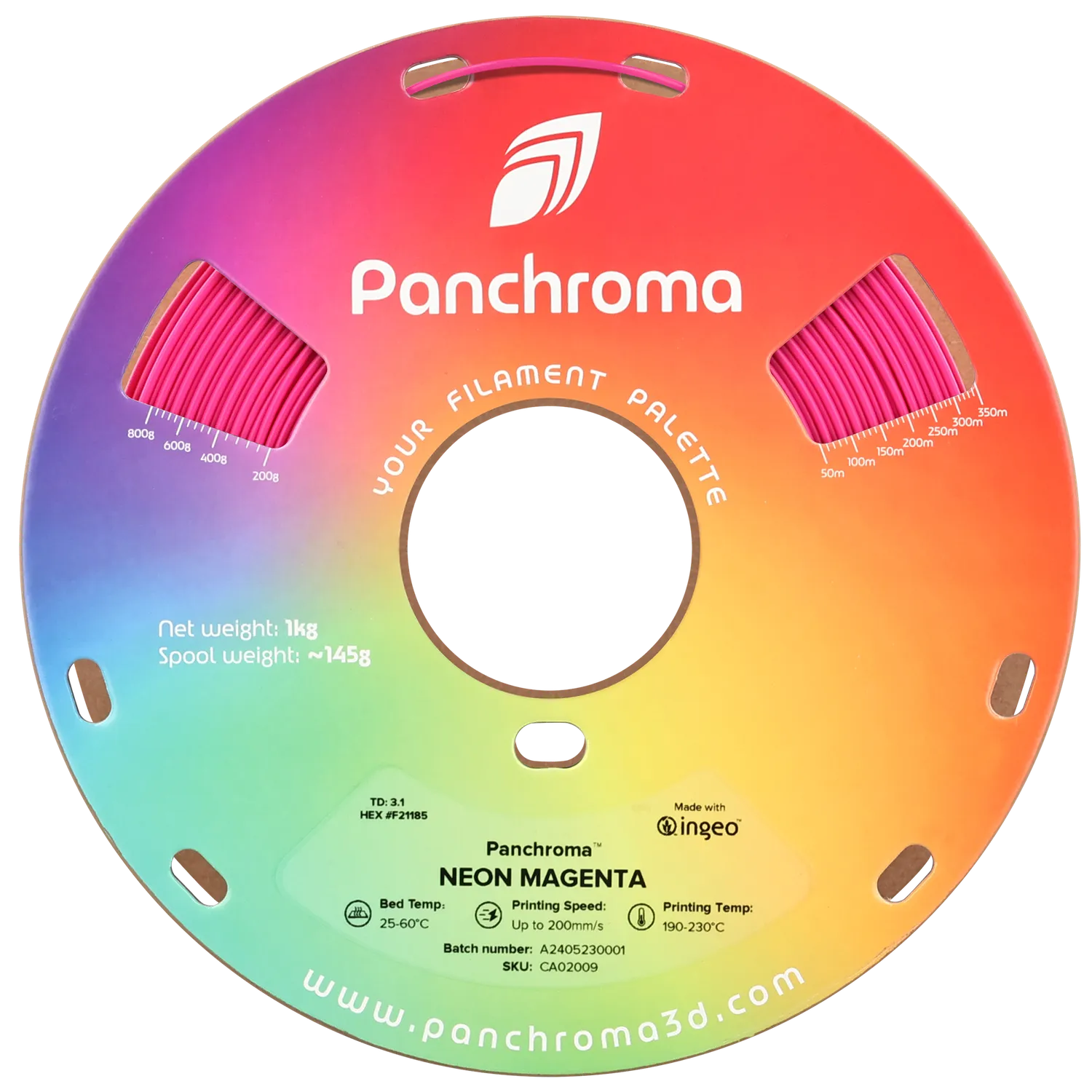 Panchroma Neon PLA filamento Neon Magenta 1kg UV reattivo