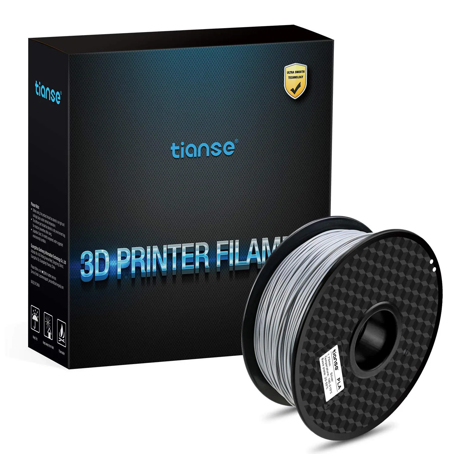 TIANSE Filamento PLA 1,75 mm argento 1 kg precisione +/-0,03 mm