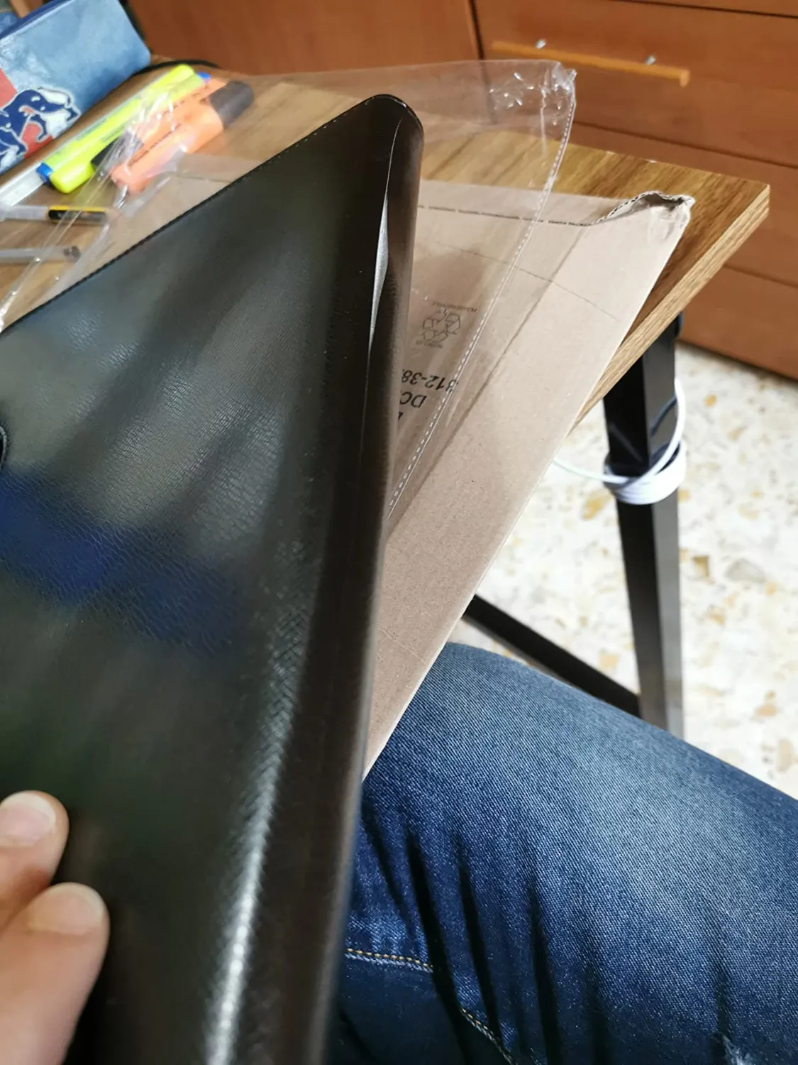 TIANSE Cartella Portadocumenti A4 in Pelle PU Nera con Cerniera