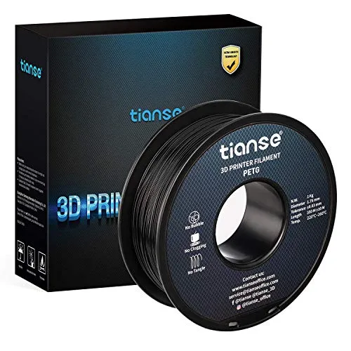 TIANSE PETG Filamento 3D 1,75mm Nero 1kg +/-0,03mm