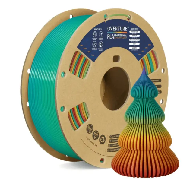 Overture PLA Pro Gradient filamento 1.75mm Sunset Rainbow 1kg