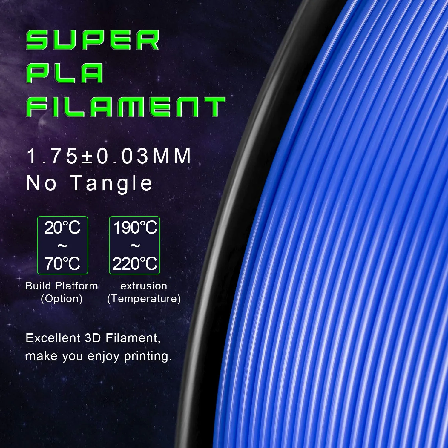 TIANSE Filamento PLA 1,75 mm blu 1 kg precisione +/-0,03 mm