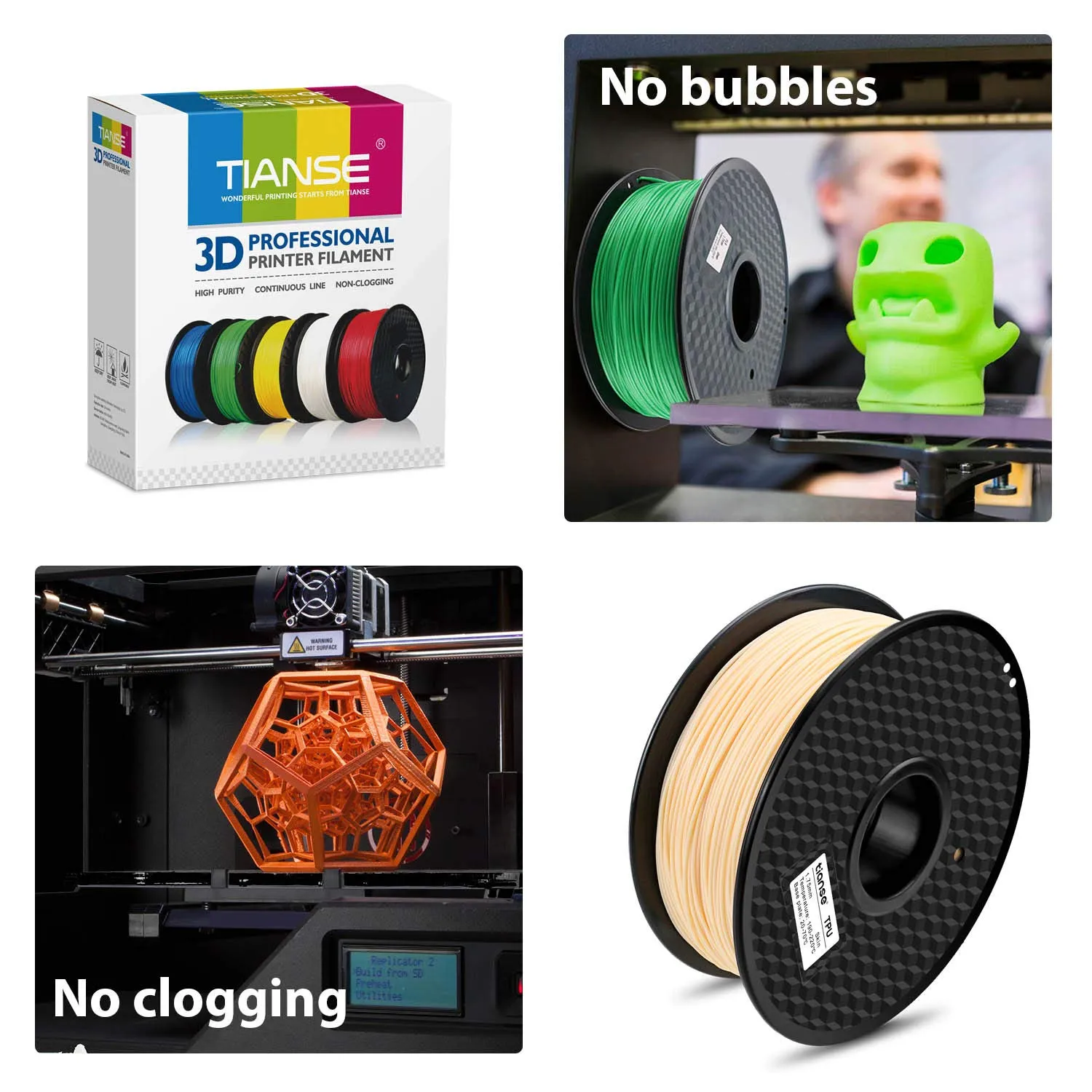 TIANSE TPU Filamento 3D 1,75mm Pelle 1kg Flessibile