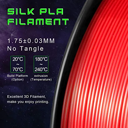 TIANSE Silk filamento PLA 1,75mm rosso 1kg effetto seta