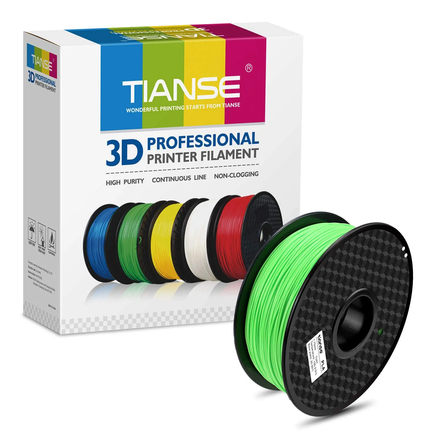 TIANSE PLA Filamento 1,75 mm Ciano 1 kg per Stampanti 3D