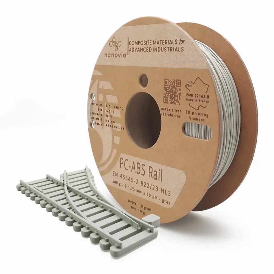 Nanovia PC-ABS Rail filamento grigio ferroviario