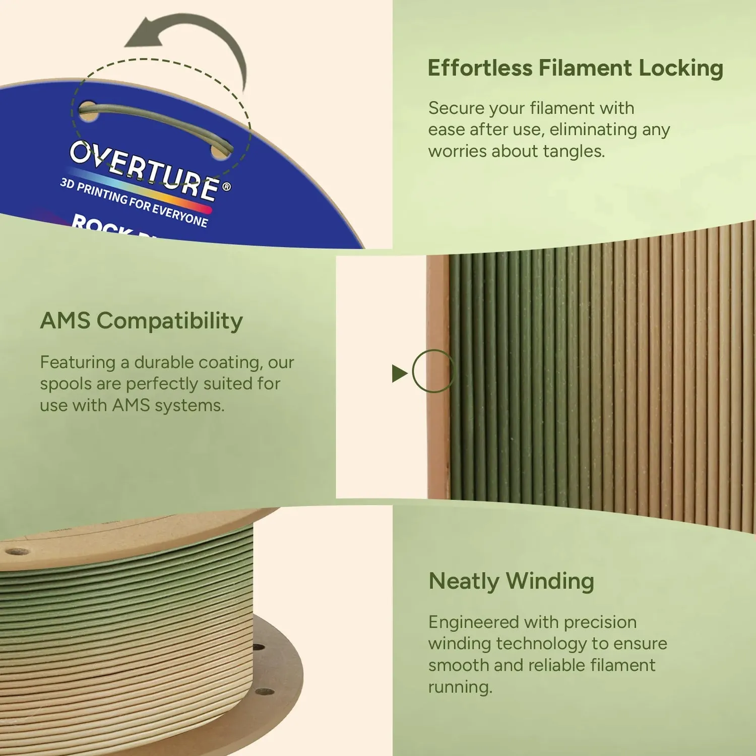Overture Rock PLA Filamento 1,75mm 1kg effetto marmo