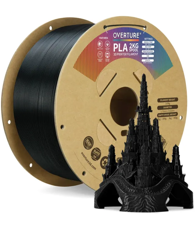 Overture PLA Filamento 1,75mm 2kg Bianco stampa facile