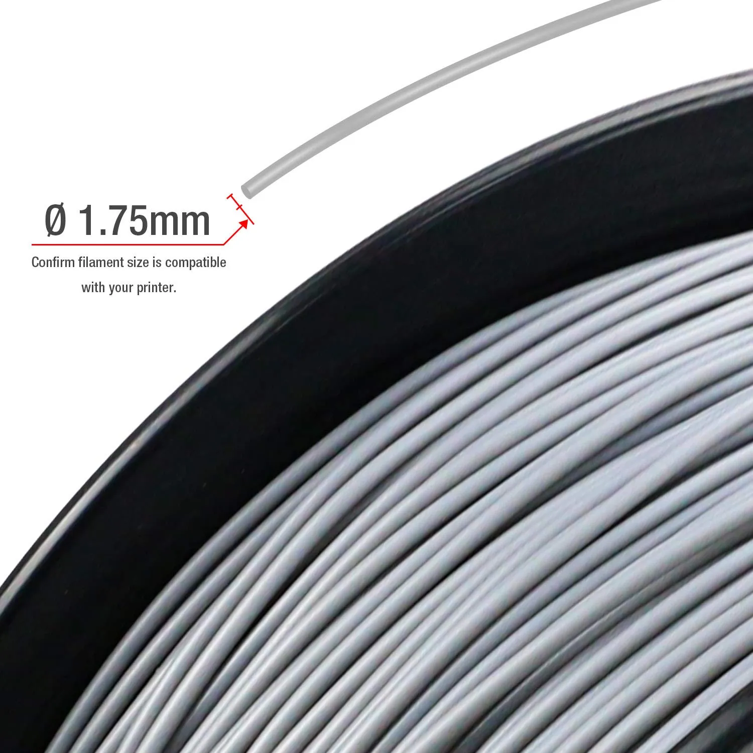 TIANSE Filamento PLA 1,75 mm argento 1 kg precisione +/-0,03 mm