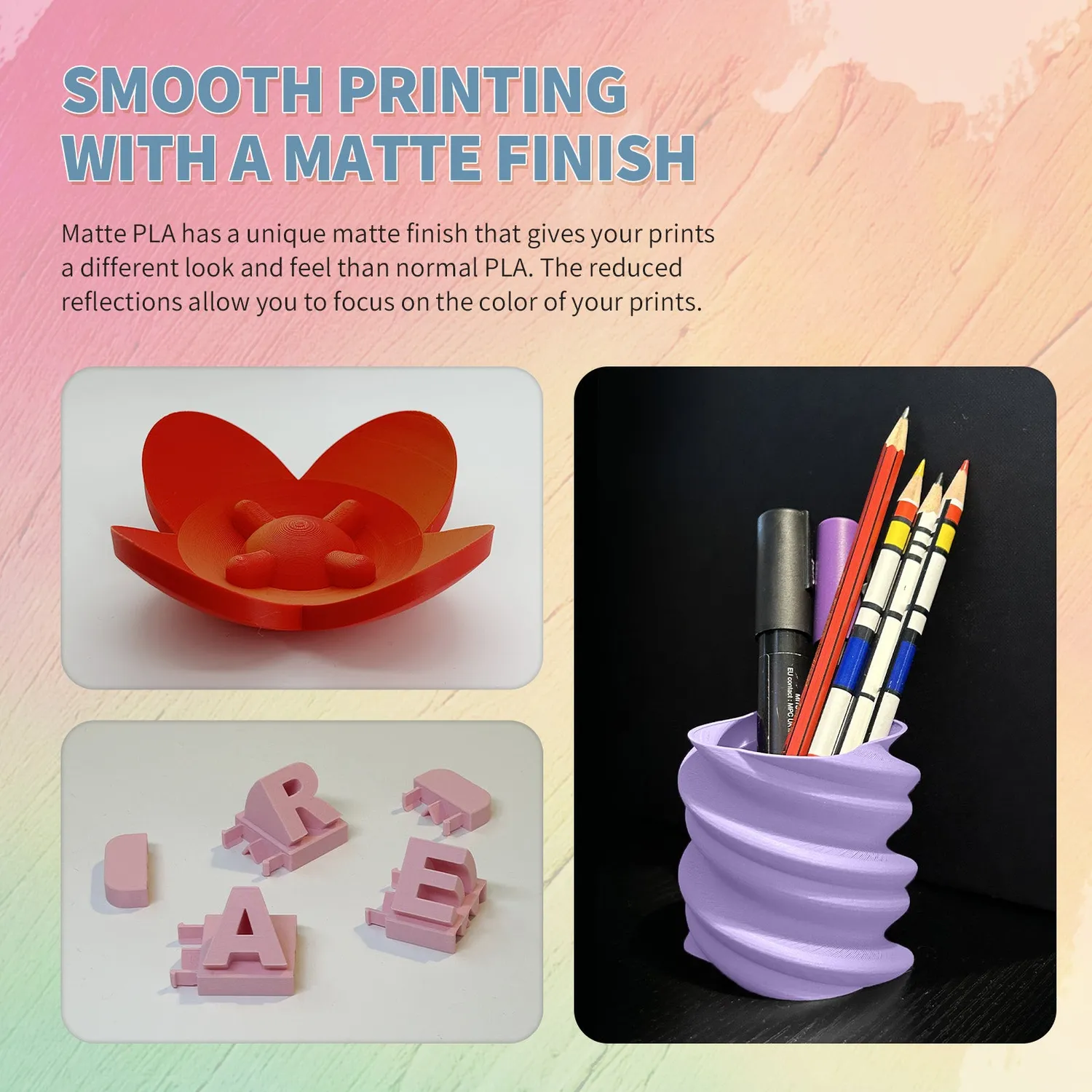 Overture Matte PLA Gradient Filamento 1,75mm 1kg rainbow