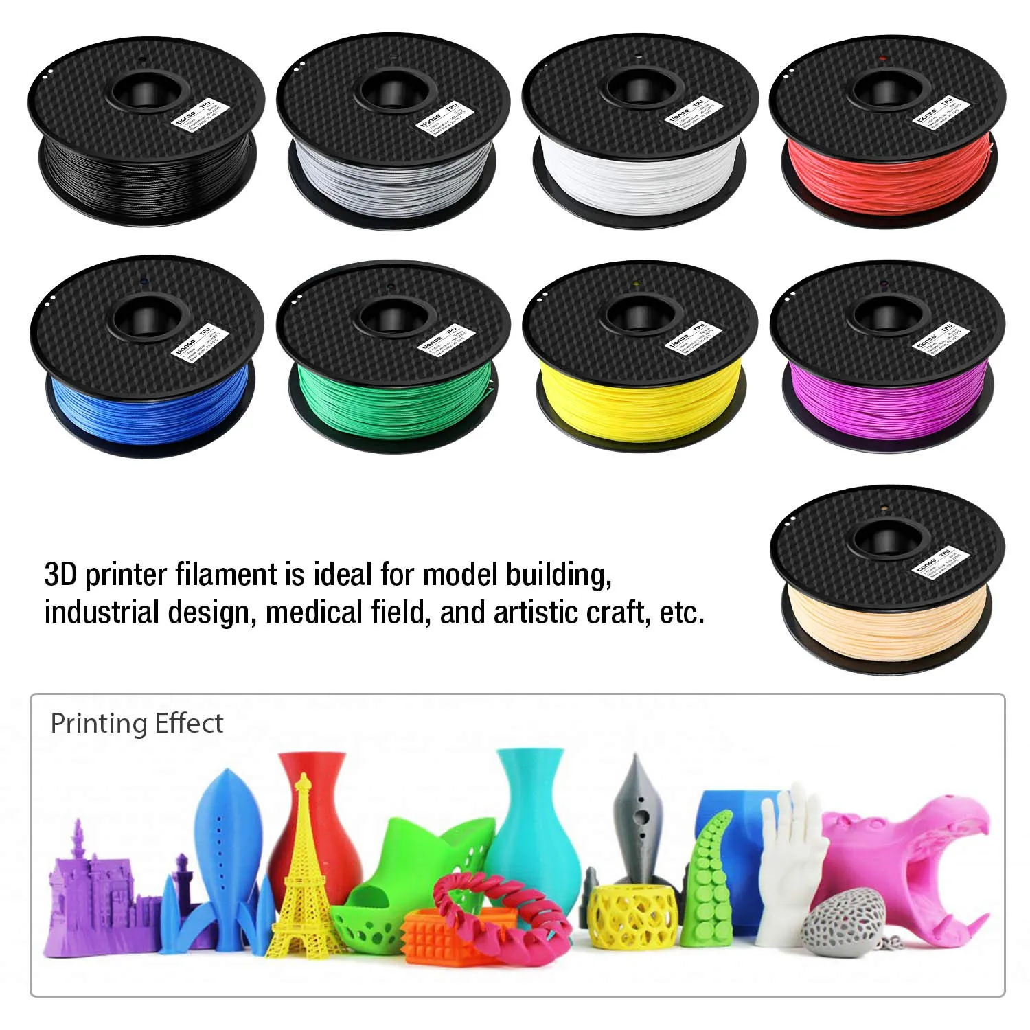 TIANSE TPU Filamento 3D 1,75mm Giallo 1kg Flessibile