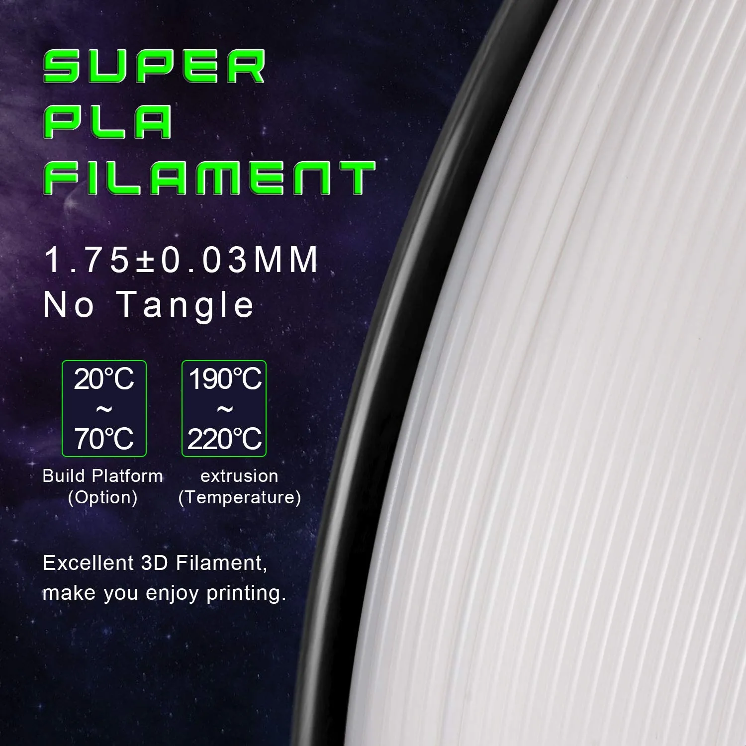 TIANSE Super Filamento PLA 1.75mm Bianco Bobina 1kg