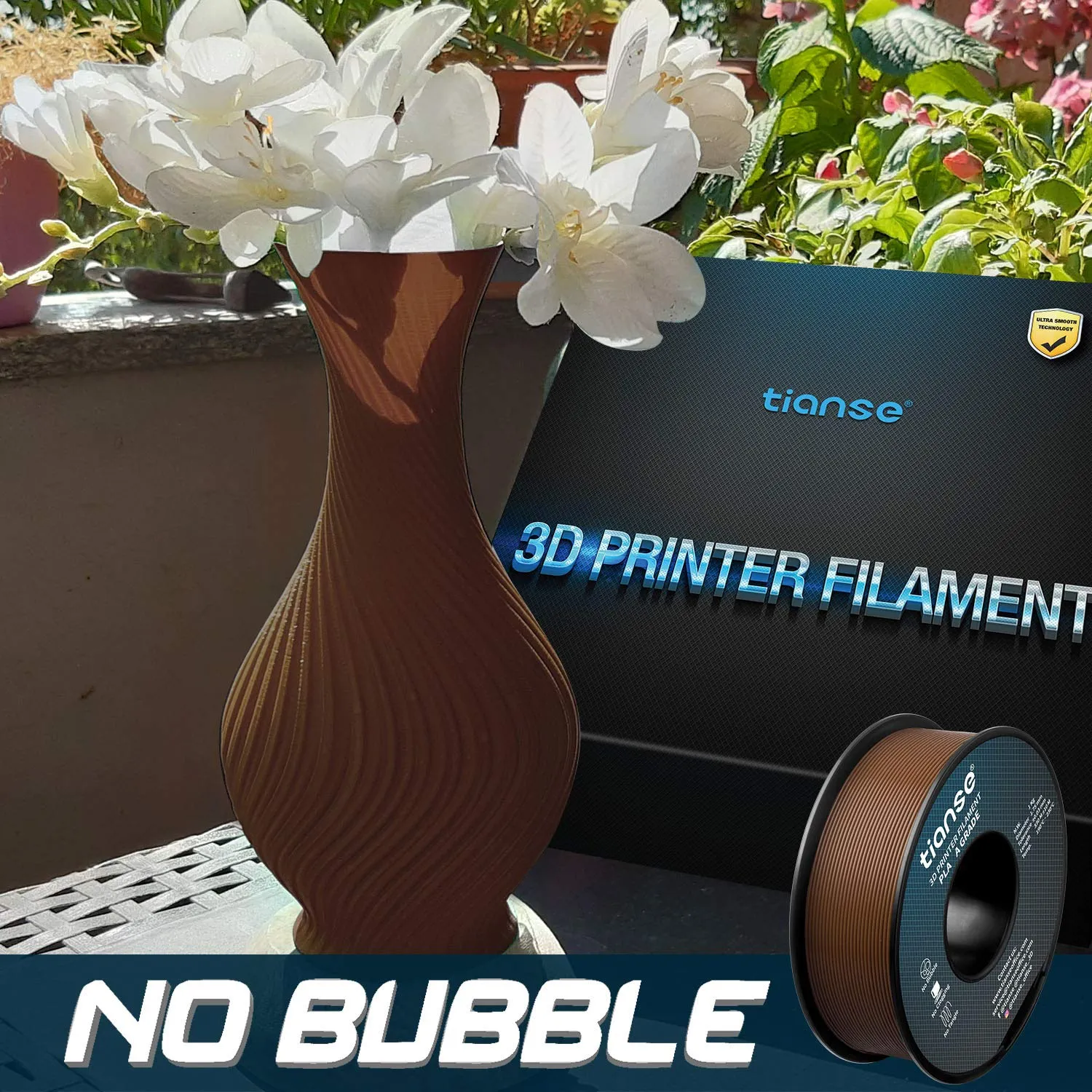 TIANSE filamento PLA 1,75 mm caffè 1 kg marrone