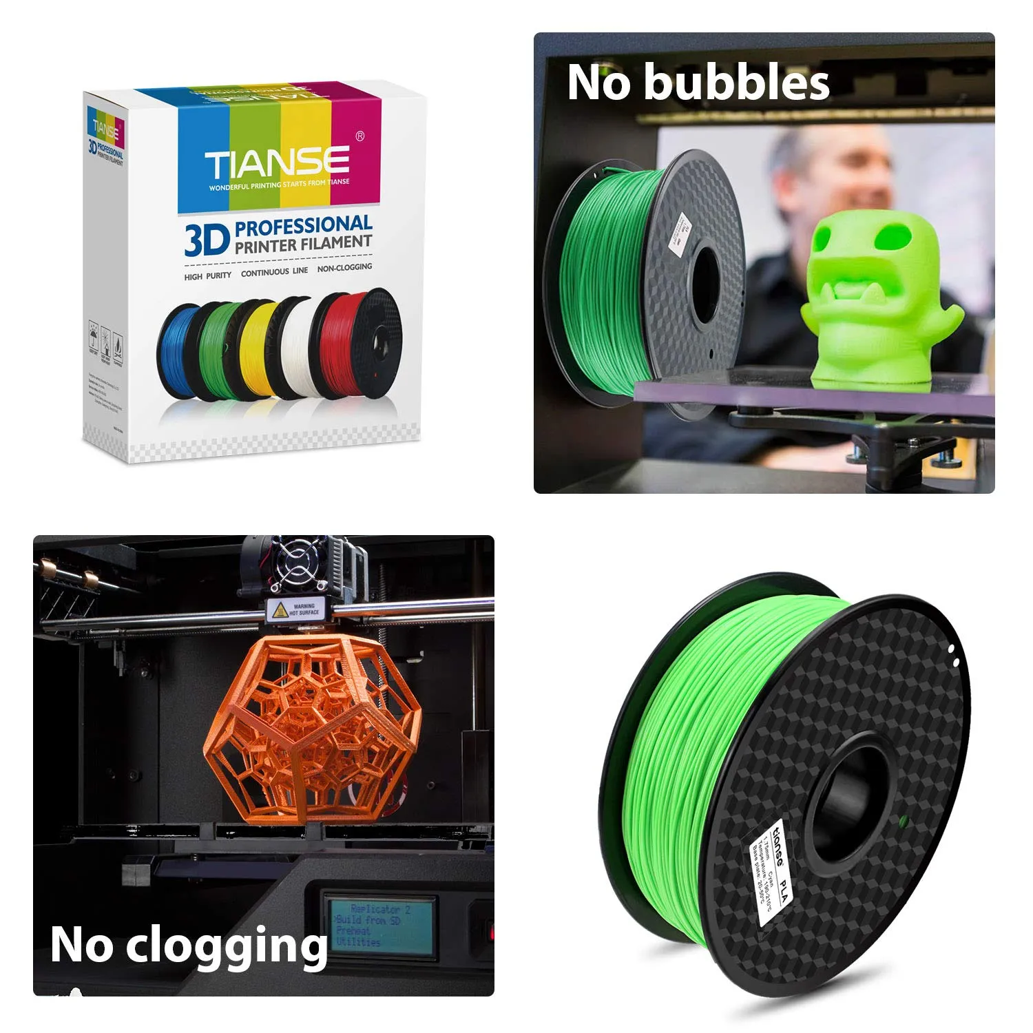 TIANSE PLA Filamento 1,75 mm Ciano 1 kg per Stampanti 3D