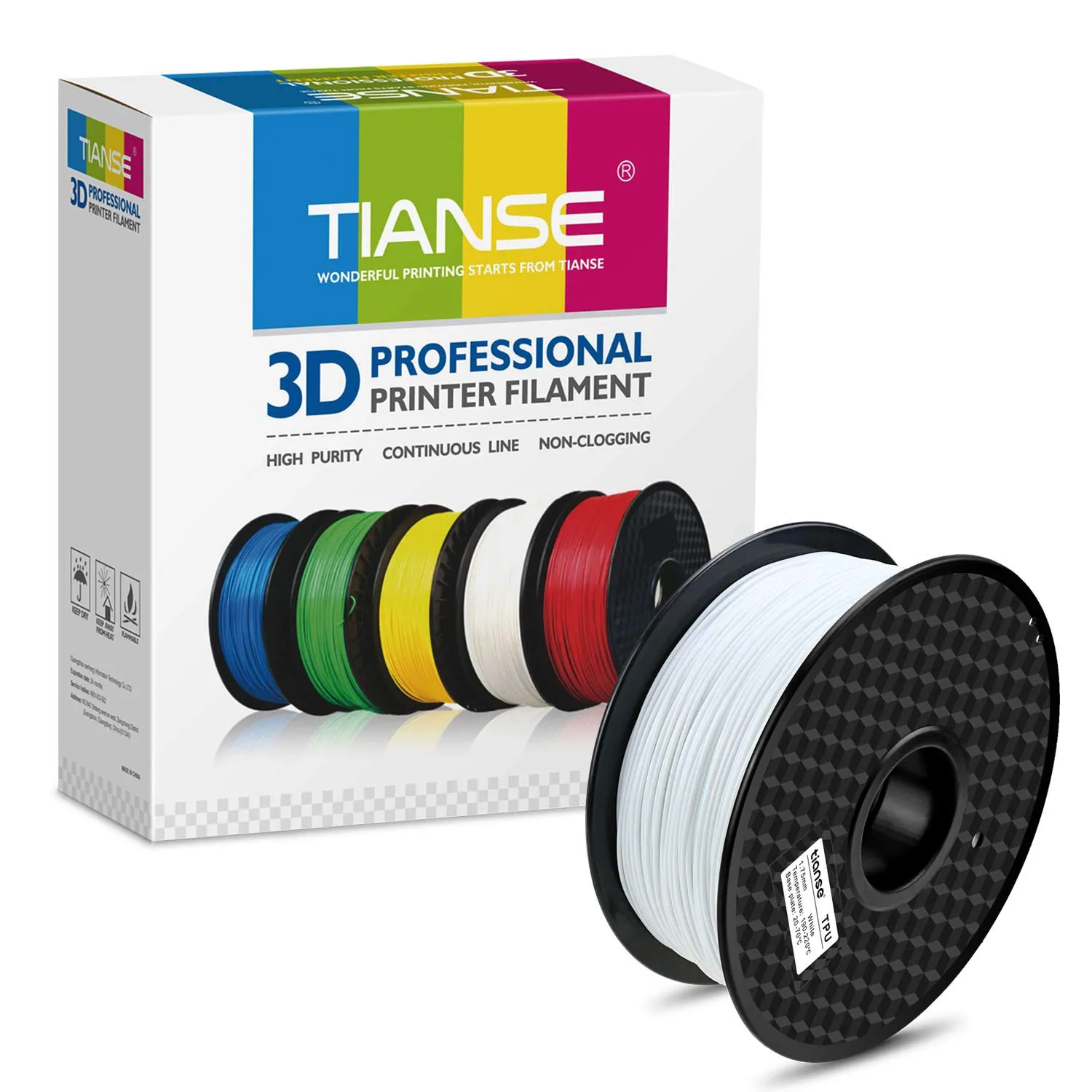 TIANSE filamento TPU 1,75 mm bianco 1 kg flessibile