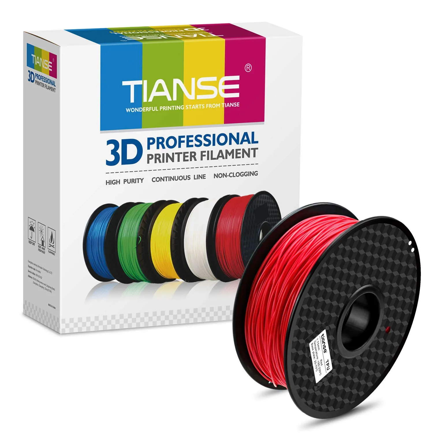 TIANSE Filamento TPU 1,75 mm rosso luce 1 kg flessibile