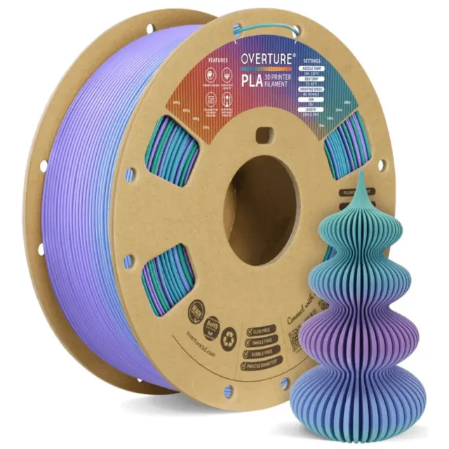 Overture PLA Gradient Filamento 1,75mm 1kg rainbow lucido