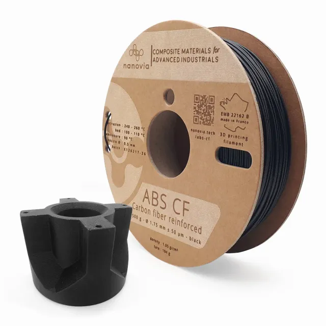 Nanovia ABS CF filamento 1,75 mm nero rinforzato carbonio