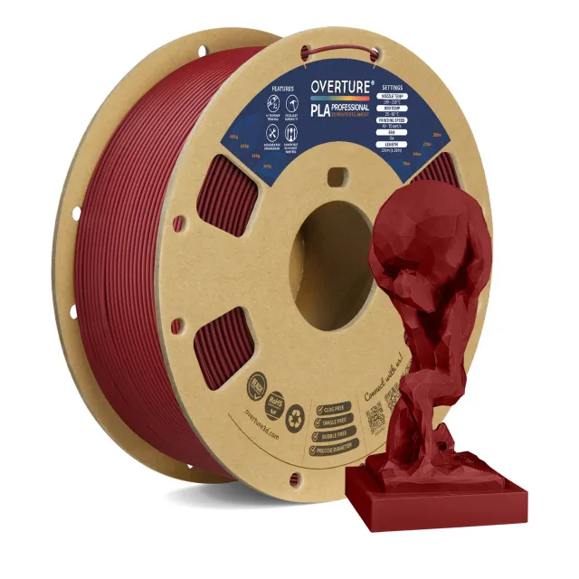 Overture PLA Pro Filamento 1,75mm 1kg Nero tenace