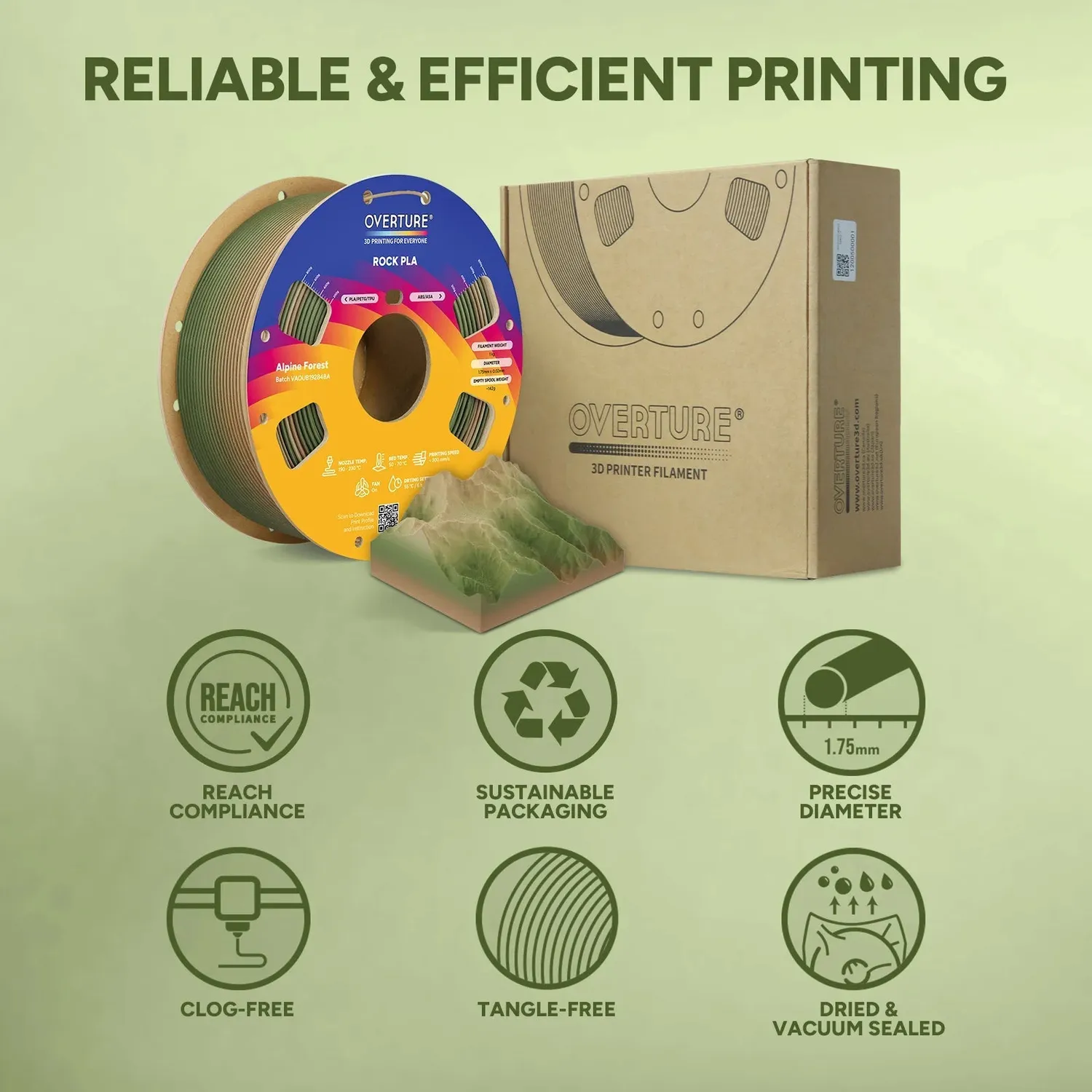 Overture Rock PLA Filamento 1,75mm 1kg effetto marmo