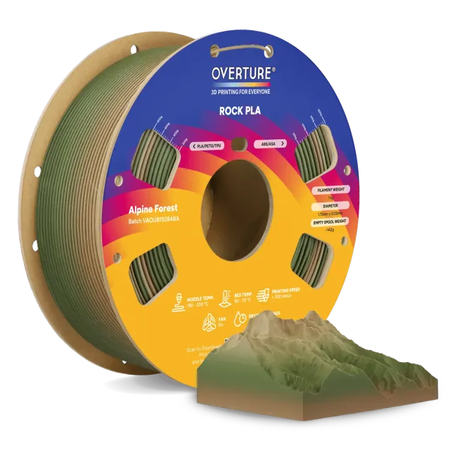 Overture Rock PLA filamento 1,75 mm 1 kg effetto pietra