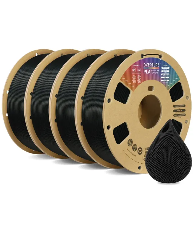Overture PLA Filamento 1,75mm 4 Pack Bianco Nero alta precisione