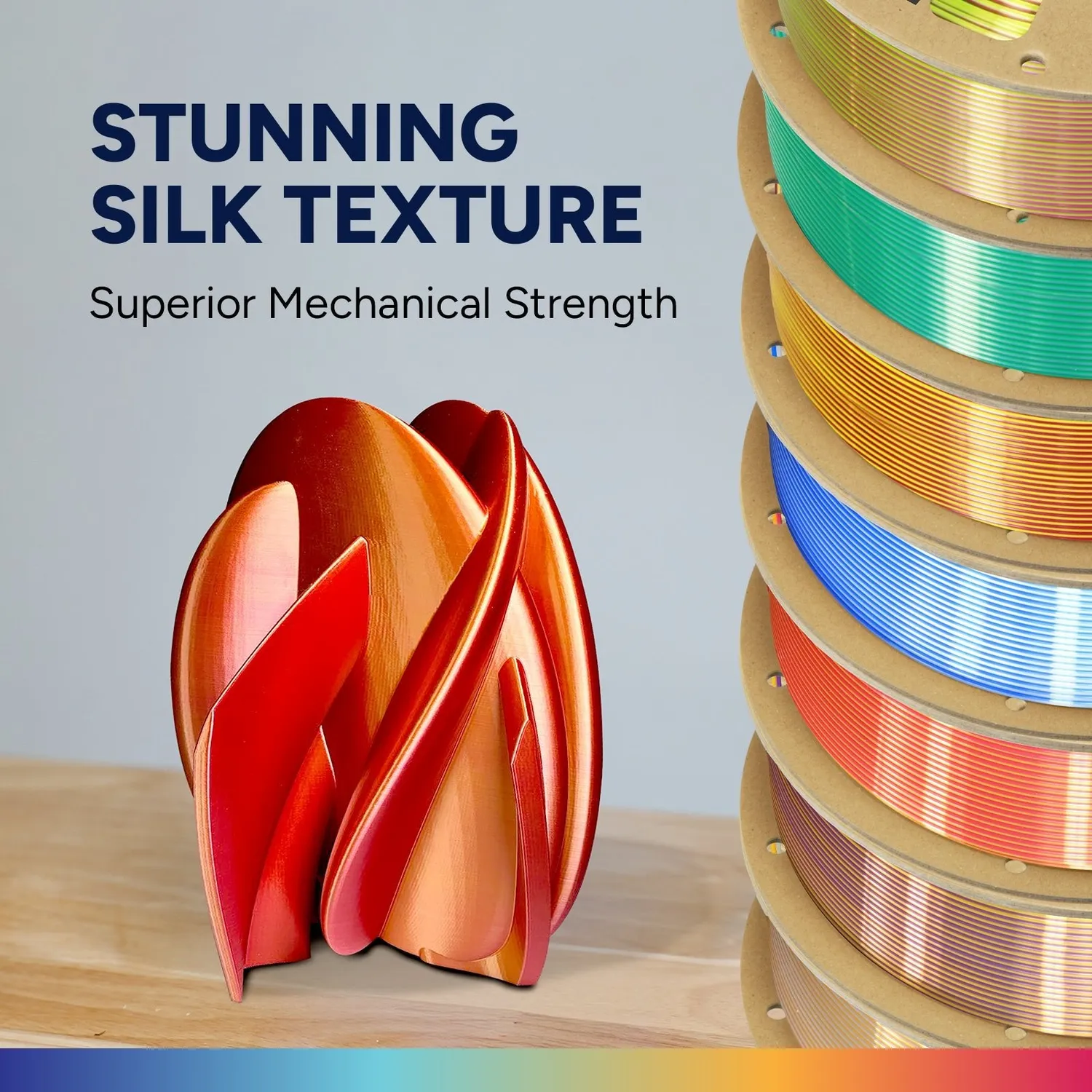 Overture Silk Filamento PLA 1,75mm 1kg Silk Rosso-Oro sfumato